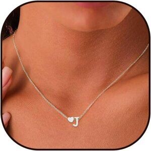 Tiny Heart Initial Necklace - Silver A-Z Monogram Jewelry for Special Occasions